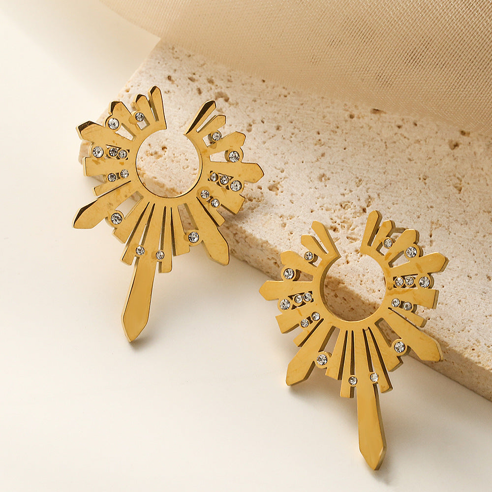 Minimalist Irregular Geometric Titanium Steel Earrings for Women with Luxury Aesthetic and Fashion-Forward Design