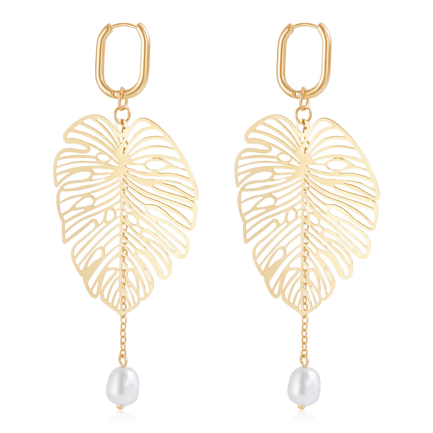 Pendientes de Borla de Estilo Retro Francés con Motivo de Hoja en Aleación de Zinc con Acabado Galvanizado para Mujer