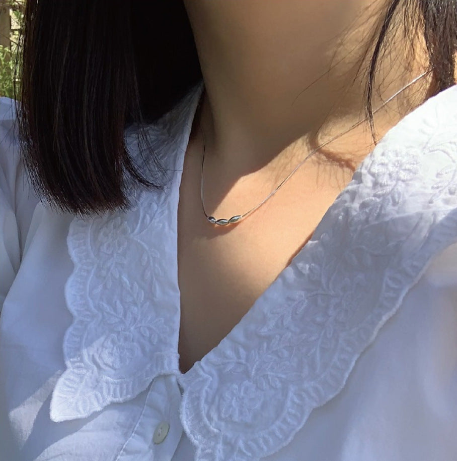 Minimalist Rhombus-Shaped S925 Sterling Silver Snake Chain Necklace with Polished Finish for Women