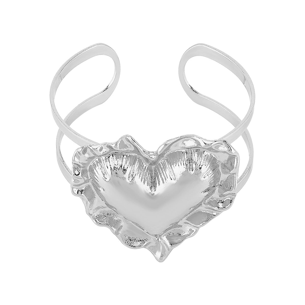 Bracciale con cuore geometrico ispirato al vintage in lega con perle simulate elettroplaccate da donna
