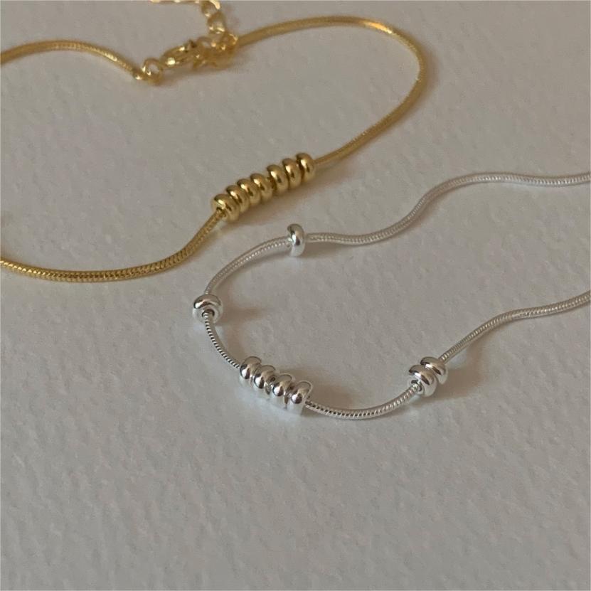 Minimalist Geometric Snake Chain Bracelet in 925 Sterling Silver with Beveled Square Links