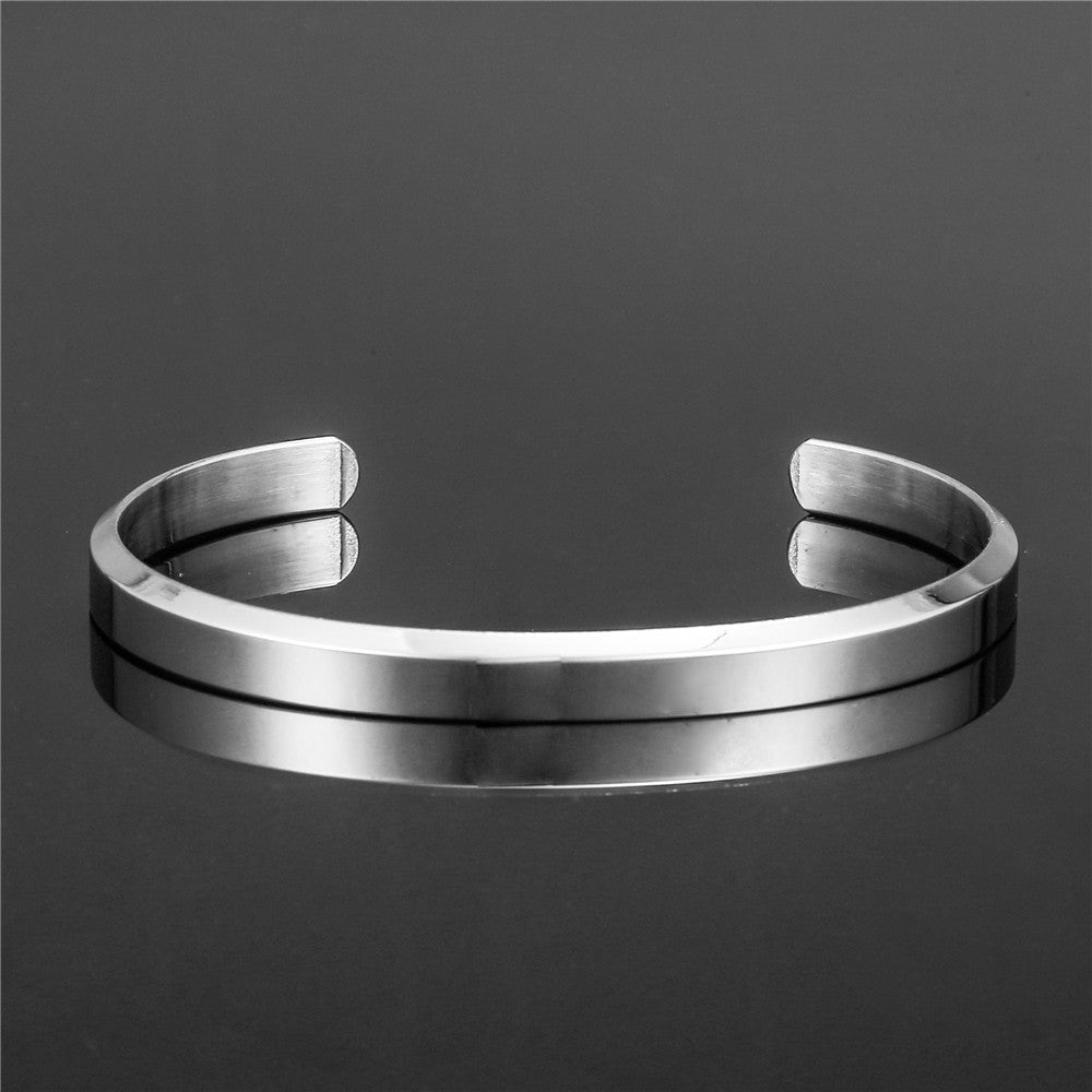 Minimalist Geometric Round Titanium Steel Plated Open Cuff Bracelet Unisex