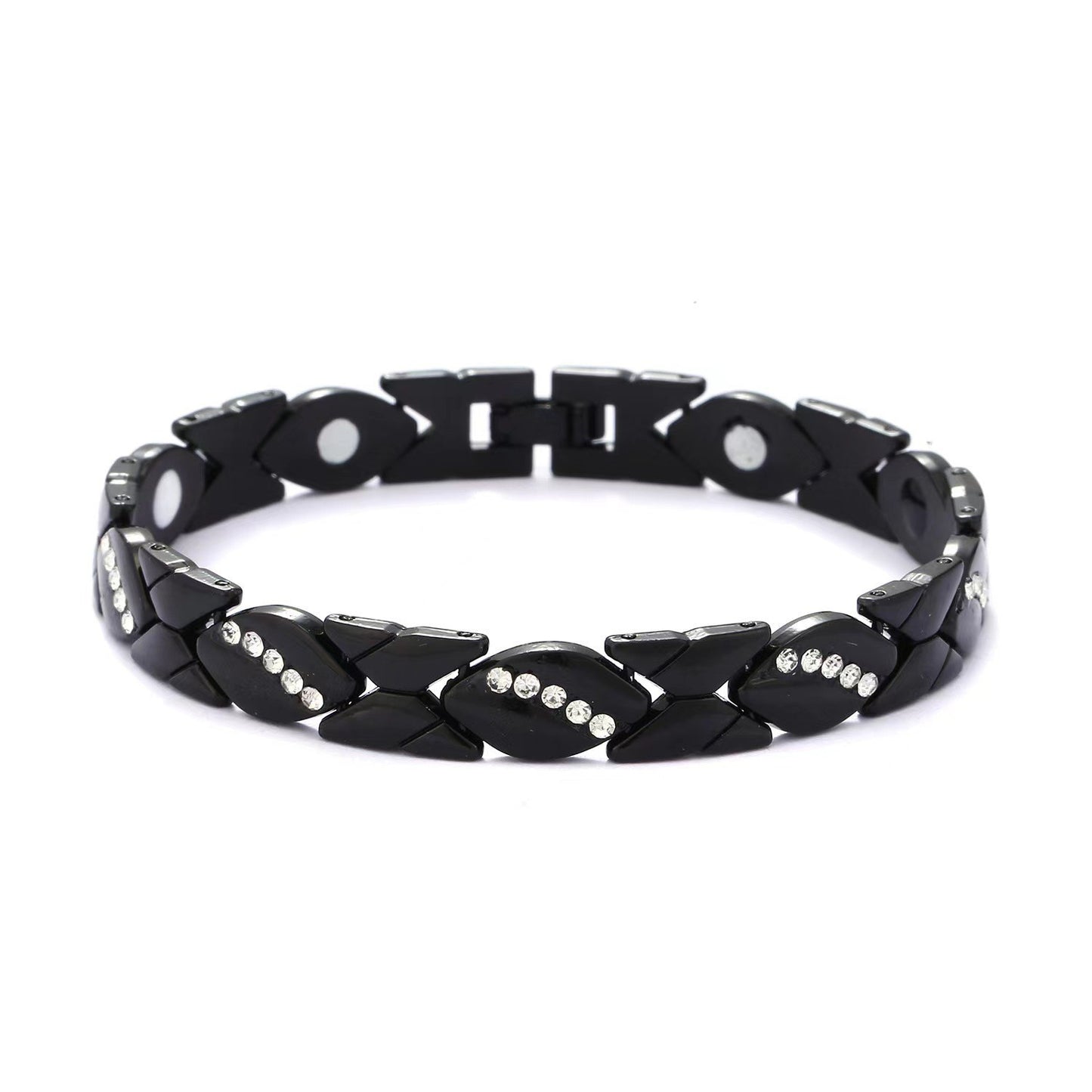Bracciale regolabile da donna in lega placcata con strass a goccia, stile lusso minimalista