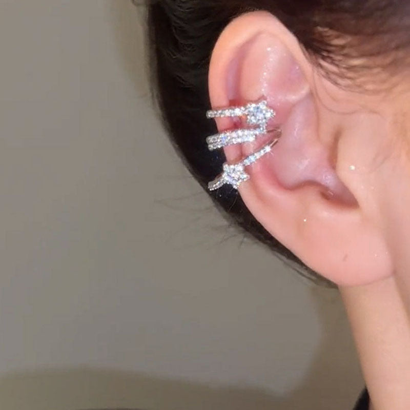 Orecchini a clip per donna a forma di stella minimalista, con zirconi incastonati e in rame, gioielli eleganti e leggeri di lusso