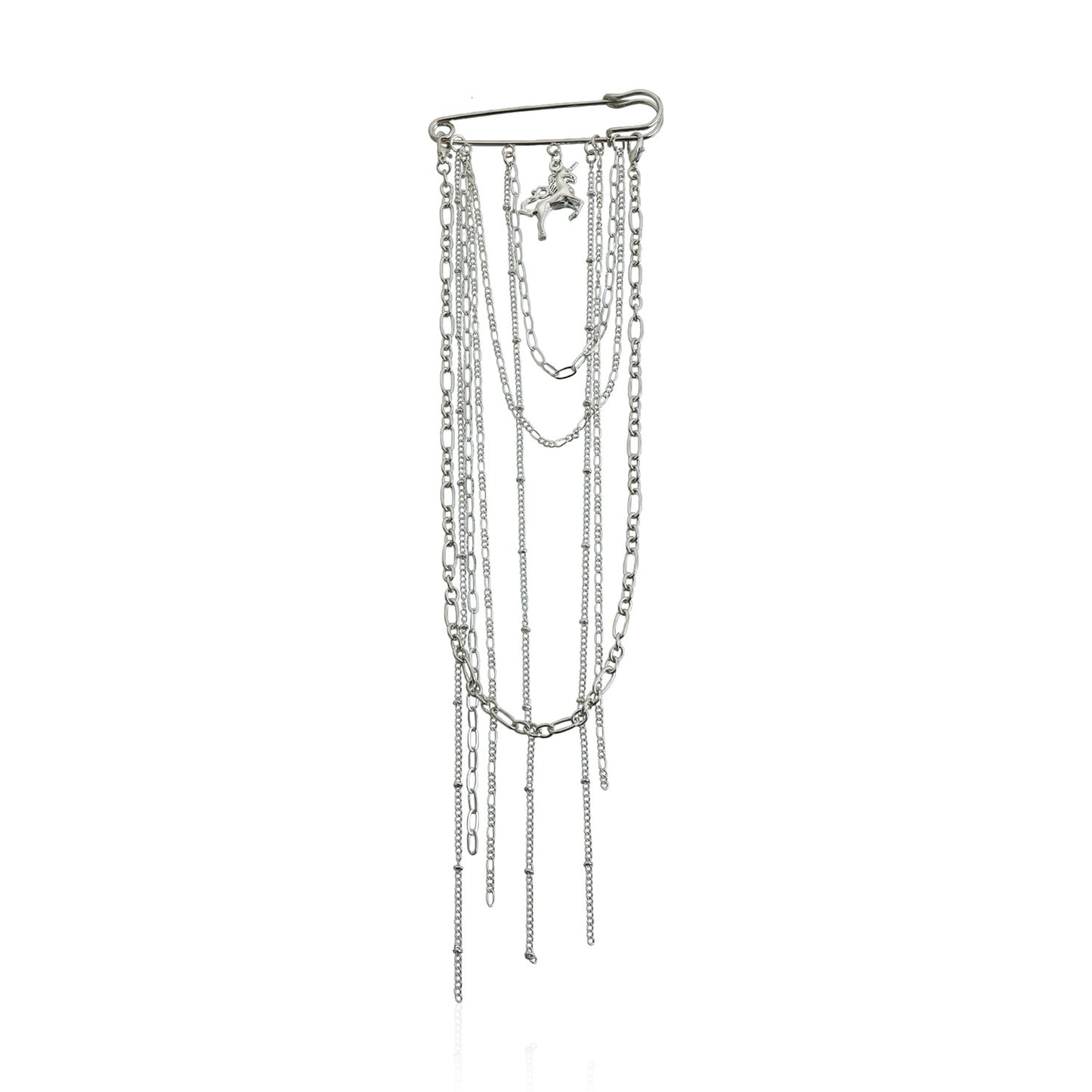 Casual Geometric Iron Plated Tassel Necklace with Brooch Function