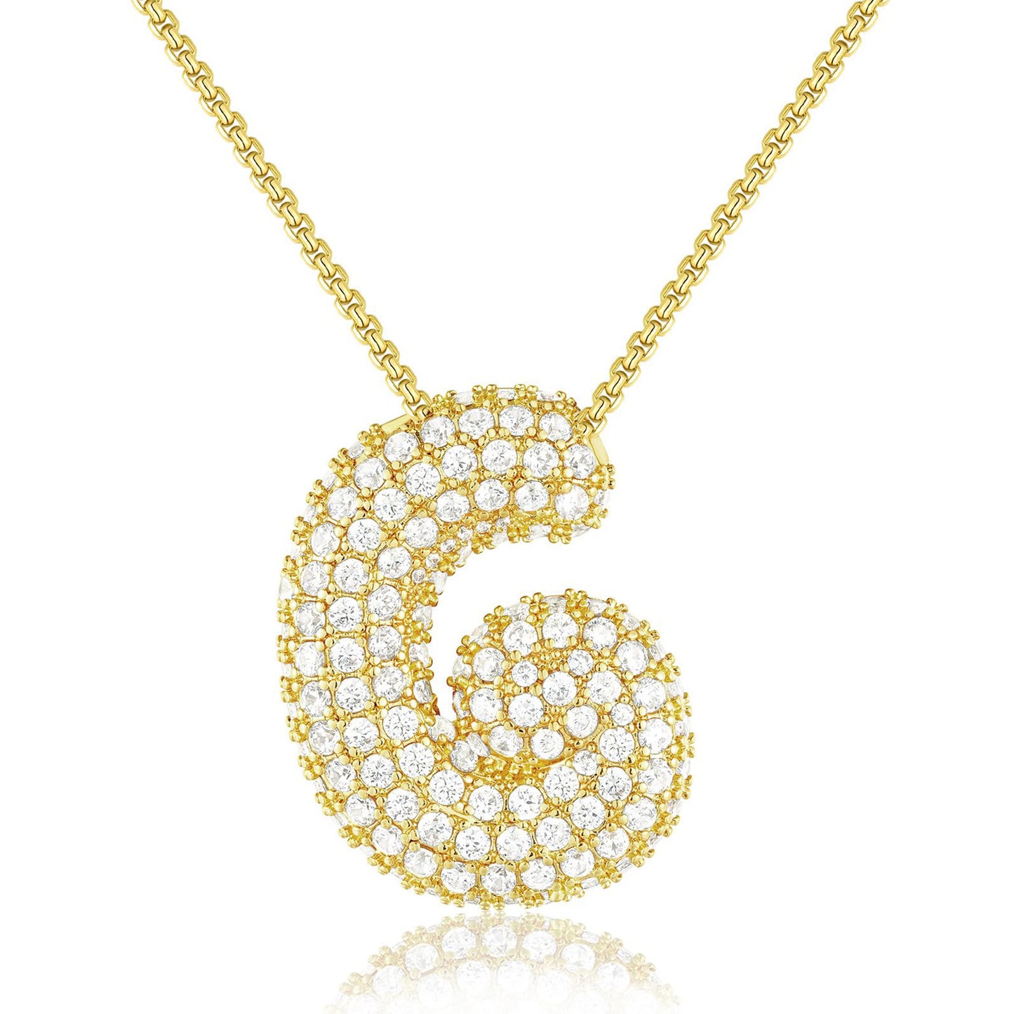 Luxury Elegant Gold Silver Plated Brass Letter Pendant Necklace with Cubic Zirconia for Women
