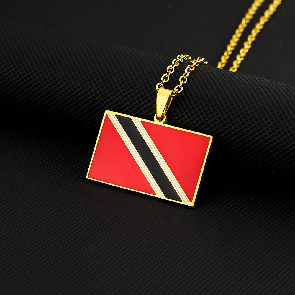 Collar con Colgante Geométrico de Moda de Acero de Titanio con Acabado Esmaltado para Unisex, Estilo Cadena O