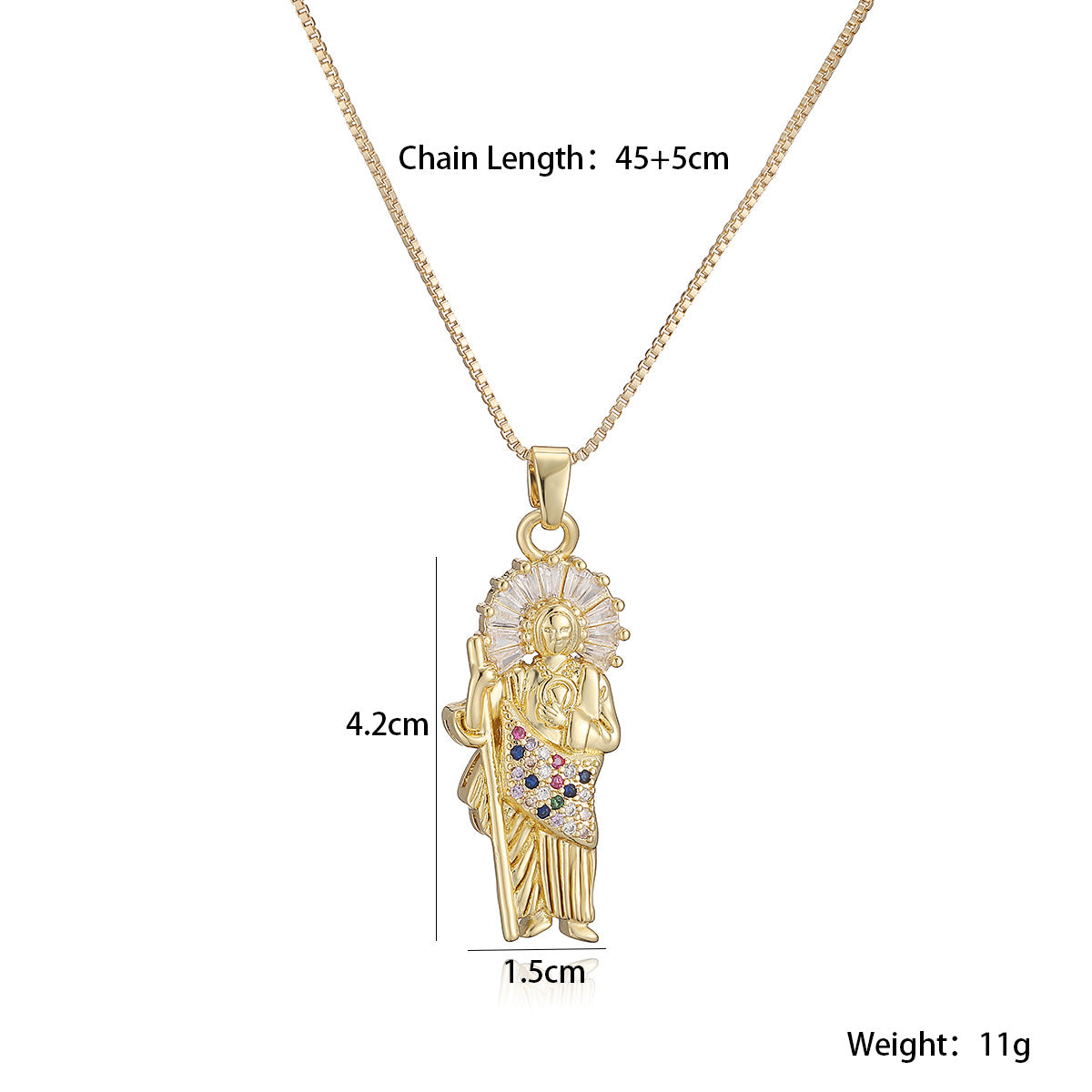 Minimalist 18K Gold Plated Brass Geometric Pendant with Cubic Zirconia Inlay