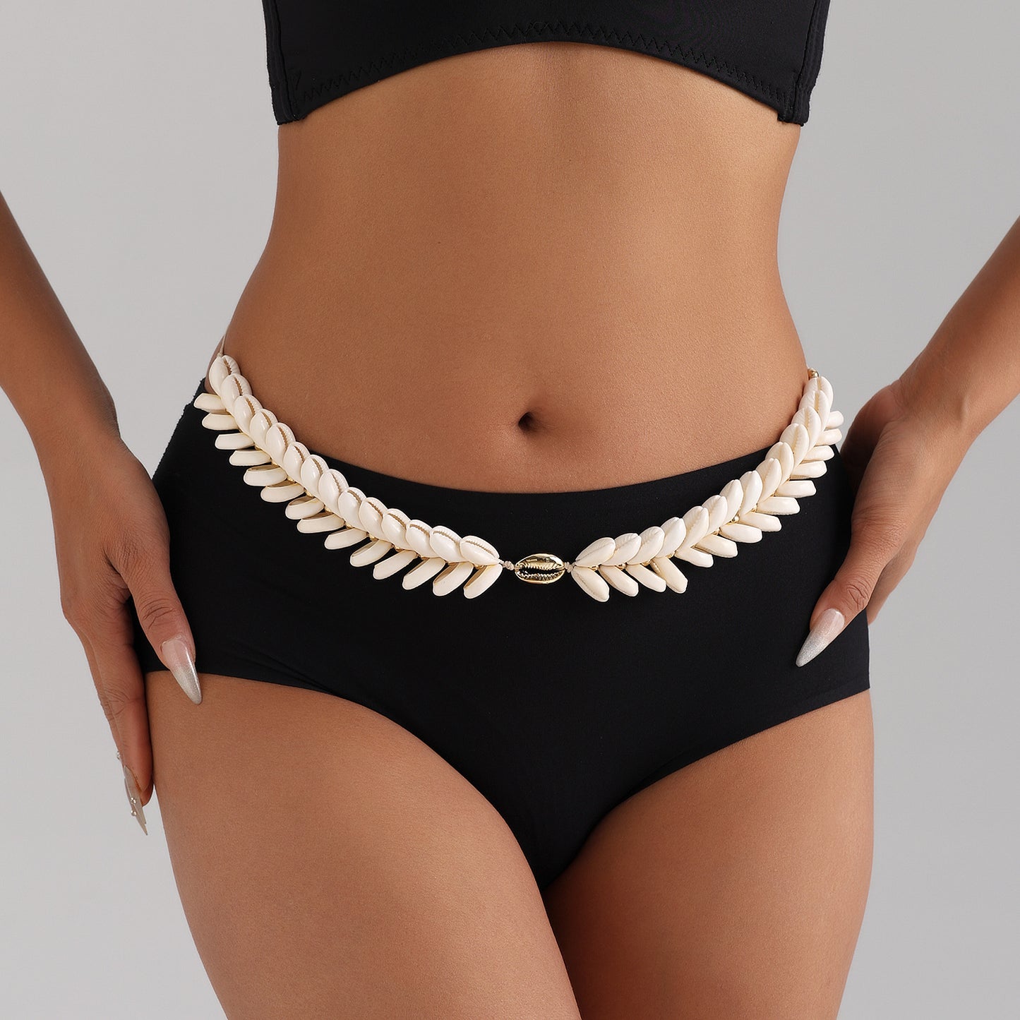 Handwoven Natural Shell Waist Chain for Women Adjustable Summer Beach Casual Body Chain