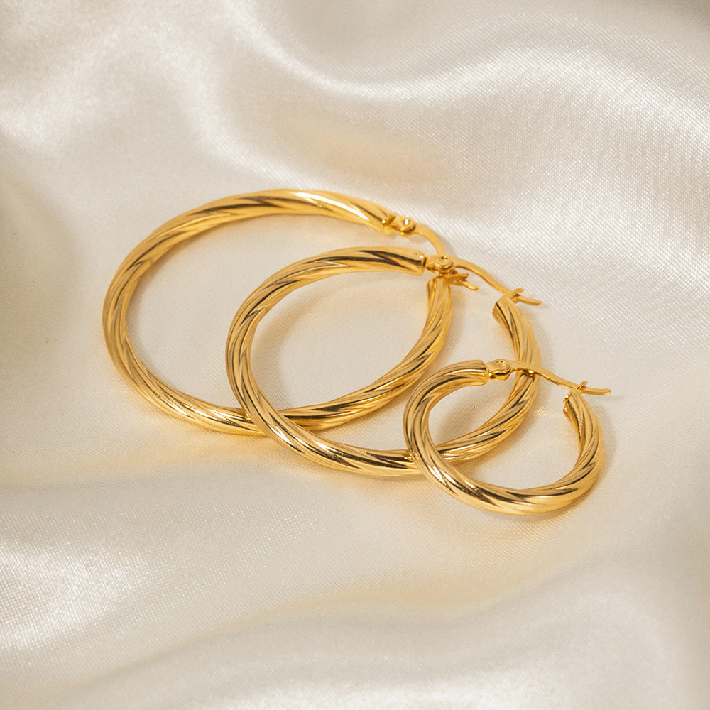 Minimalist Geometric Stainless Steel Ear Cuffs with 18K Gold Plating for Women Titanium Steel Hypoallergenic Fashion Earrings