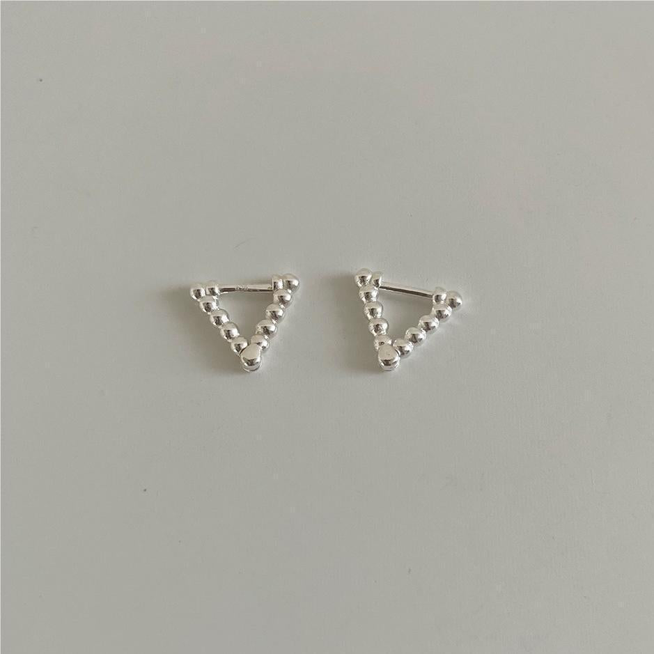 Minimalist Geometric Triangle Stud Earrings in 925 Sterling Silver with Gold Plating for Women