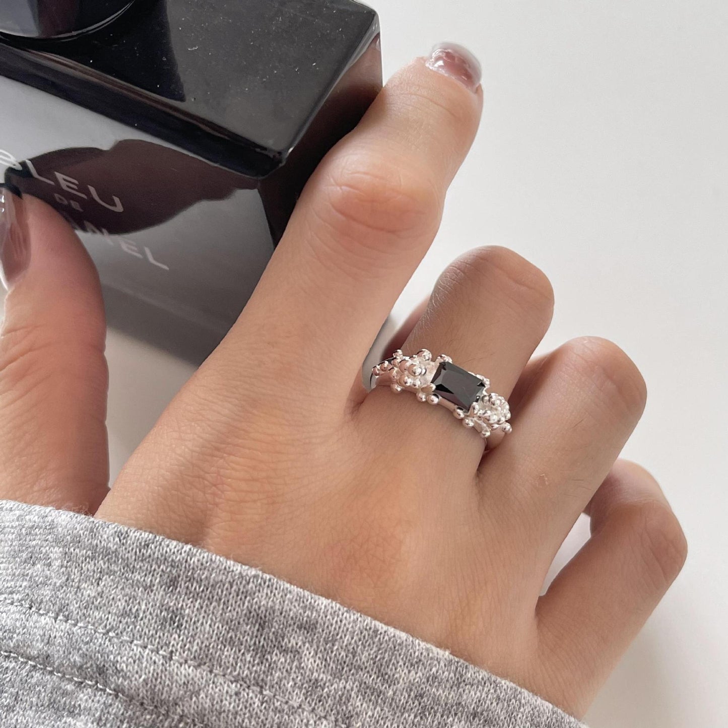 Minimalist Irregular Geometric Bubble Zirconia Ring for Women in Sterling Silver 925