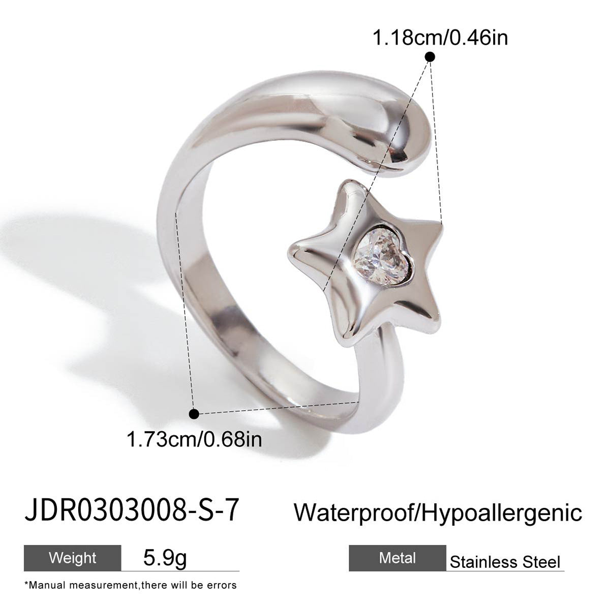 Minimalist Star Stainless Steel Plated Ring for Women