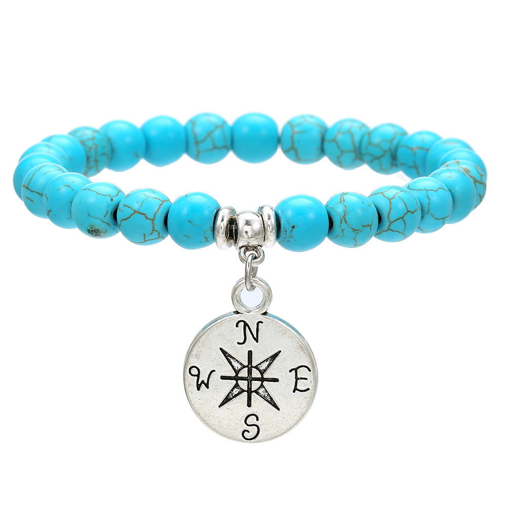 Bohemian Ethnic Geometric Round Alloy Turquoise Beaded Bracelet
