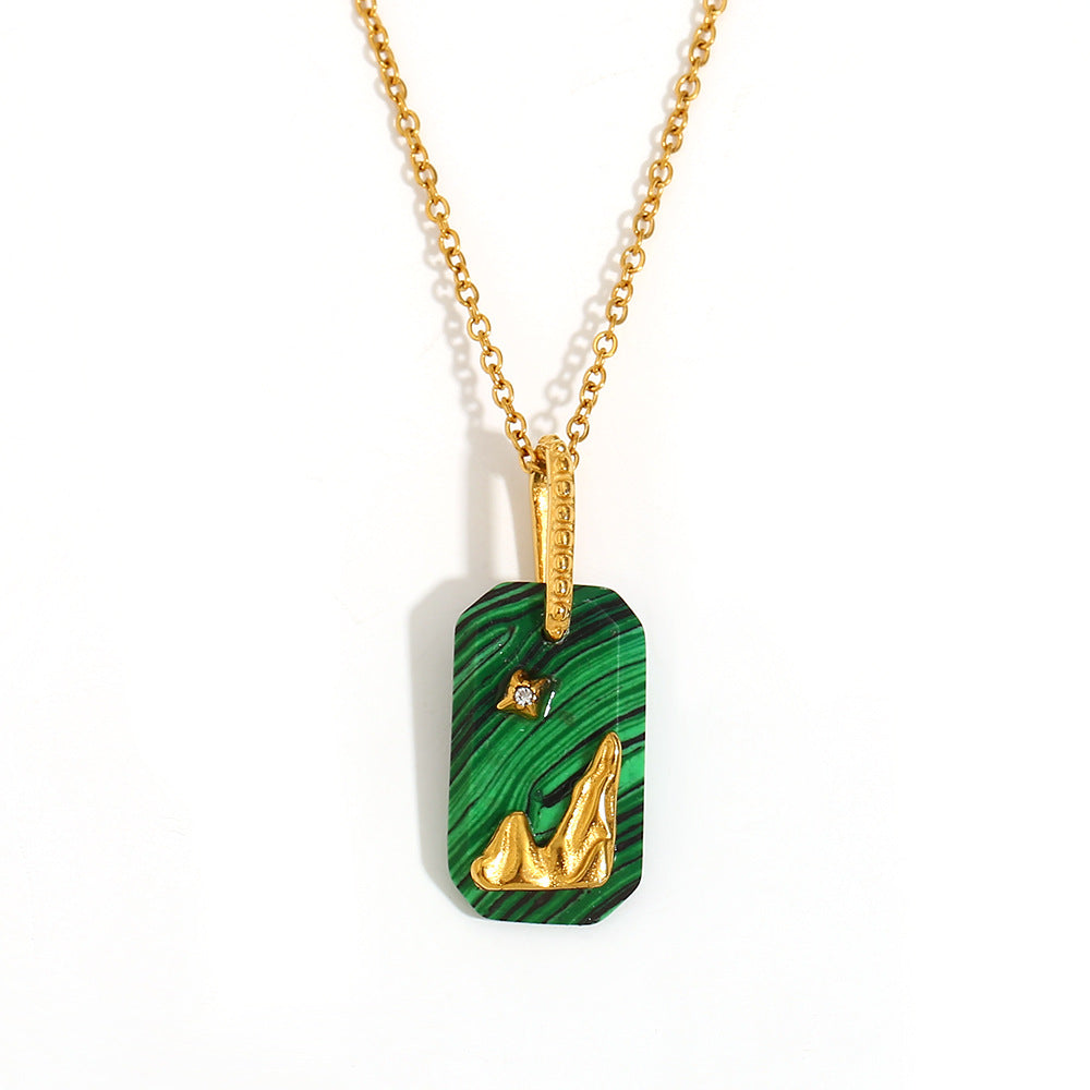 Collana pendente con cielo stellato geometrico in acrilico in stile vintage francese in acciaio inossidabile con placcatura in oro 18K da donna