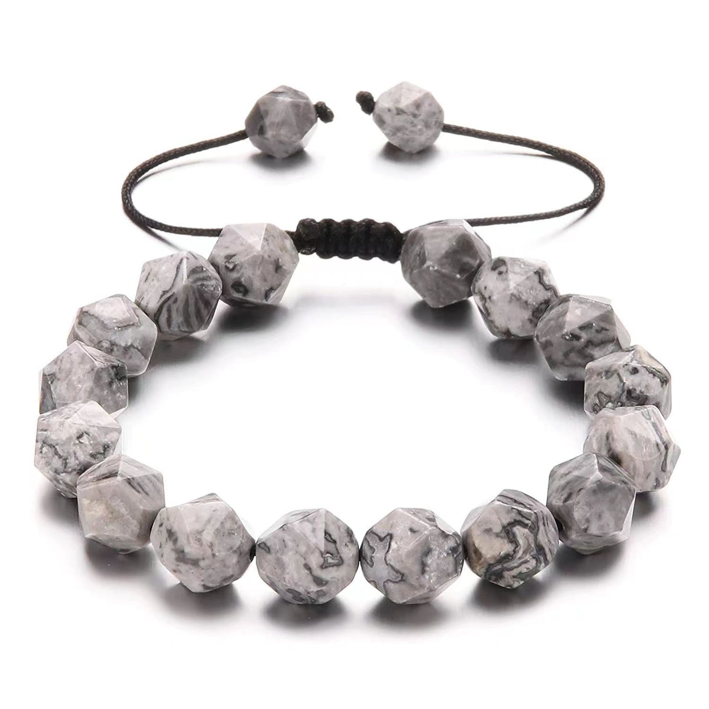Minimalist Geometric Tiger's Eye Beaded Bracelet Handmade Natural Stone Jewelry Unisex