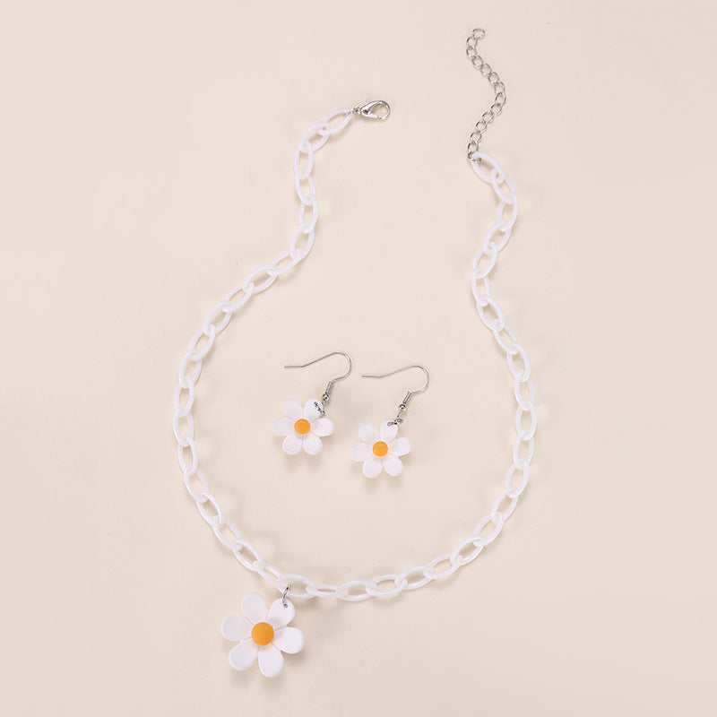 Set collana a forma di fiocco minimalista in acrilico per bambine con ciondolo in resina e catena di perline per bambini dai 3 ai 10 anni