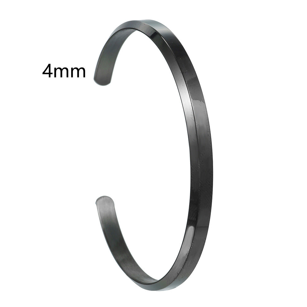 Minimalist 18K Gold Plated Geometric Titanium Steel C-Shape Open Bangle
