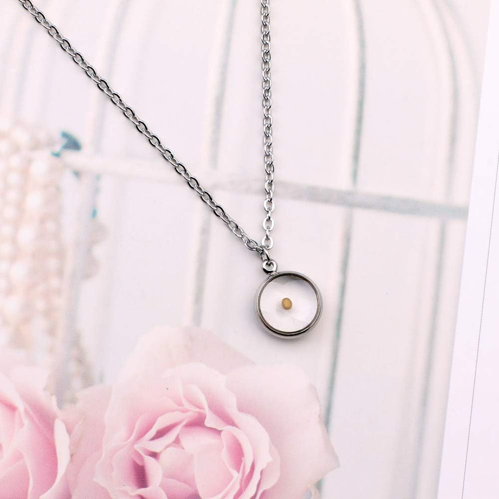 Minimalist Mustard Seed Pendant Necklace in Stainless Steel with Plated Finish for Women