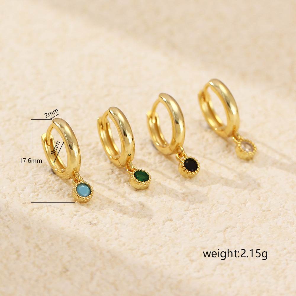 Luxury 925 Sterling Silver Geometric Round Plated Cubic Zirconia Hoop Earrings for Women