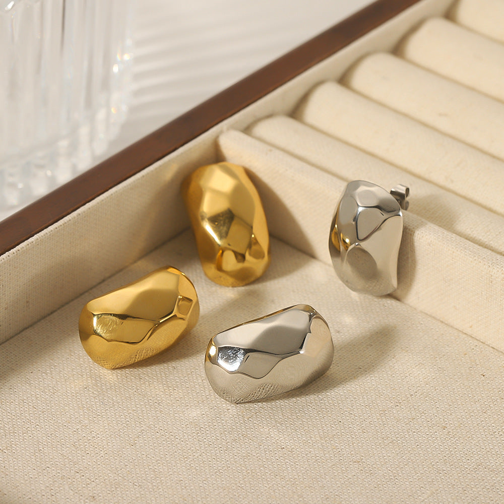 Orecchini irregolari geometrici in acciaio inossidabile con placcatura in oro 18 carati da donna — Gioielli di moda minimalisti