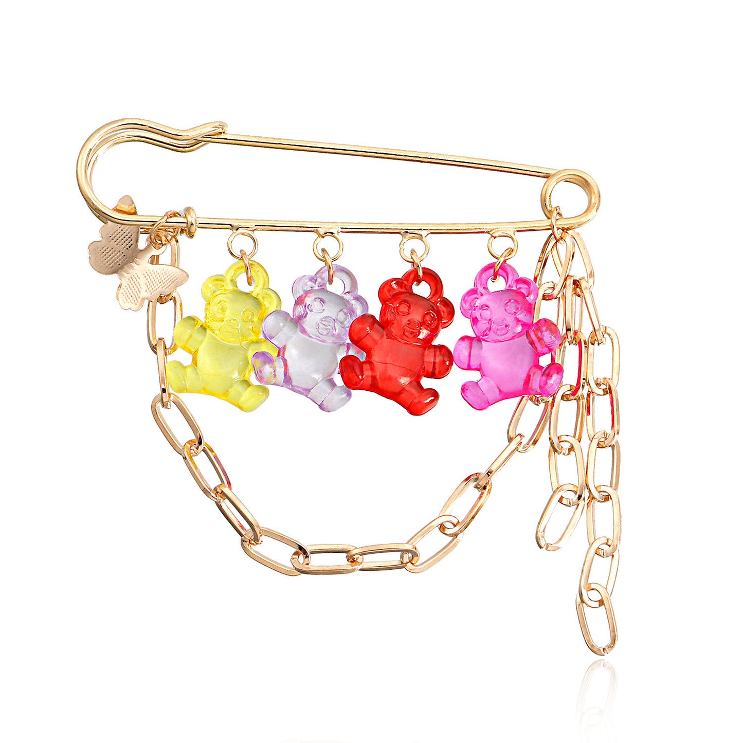 Sweet Geometric Bear Brooch Pendant for Women Alloy Plated Jewelry Accessory