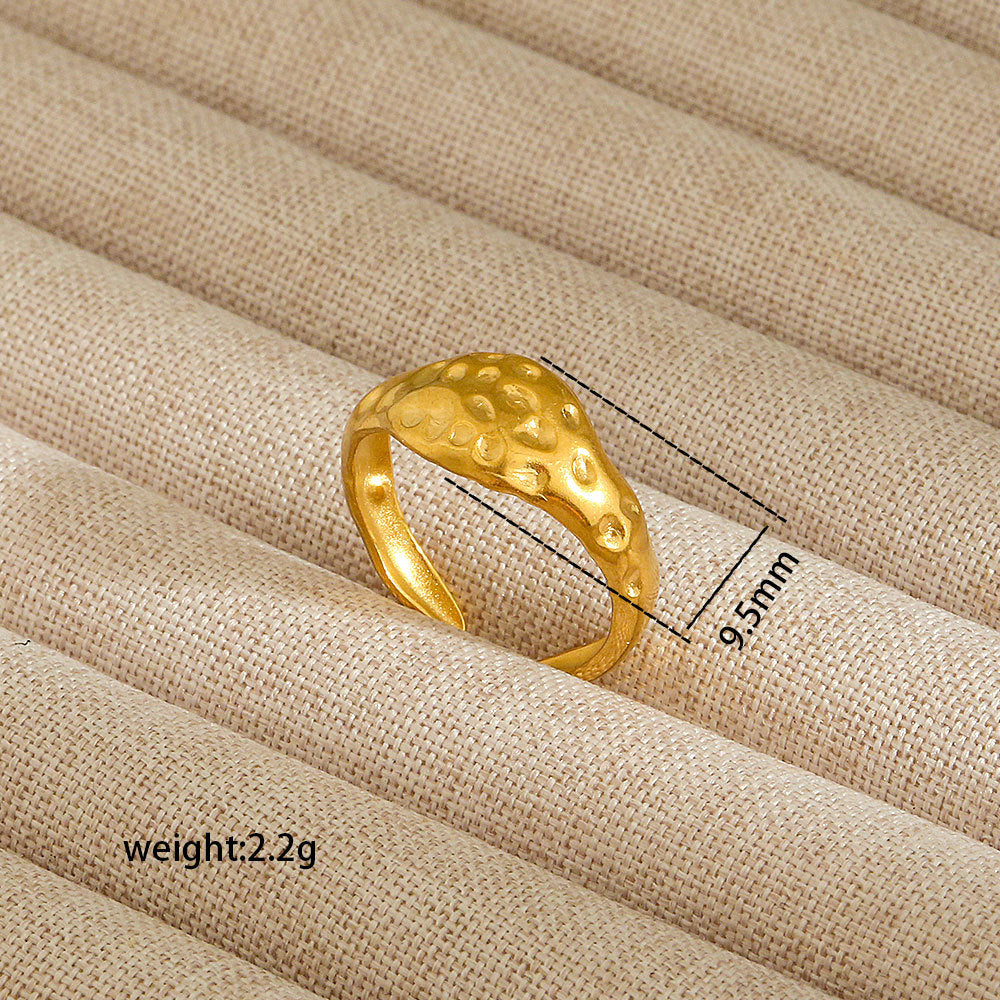 Anillo abierto irregular de acero inoxidable para mujer con baño de oro de 18K, diseños geométricos de corazón, estrella, letras y constelaciones