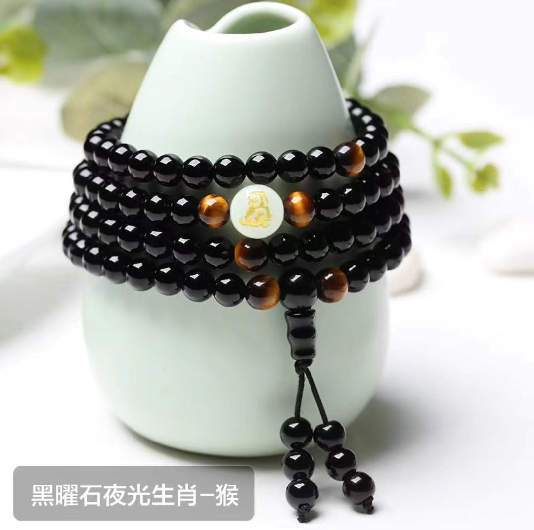 Glow-in-the-Dark Round Animal Synthetic Stone Bracelet Unisex