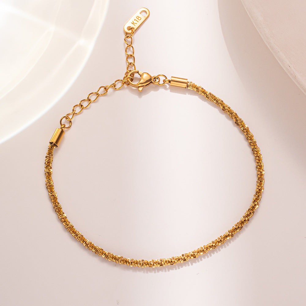 Minimalist 18K Gold Plated Titanium Steel Star Bracelet for Women