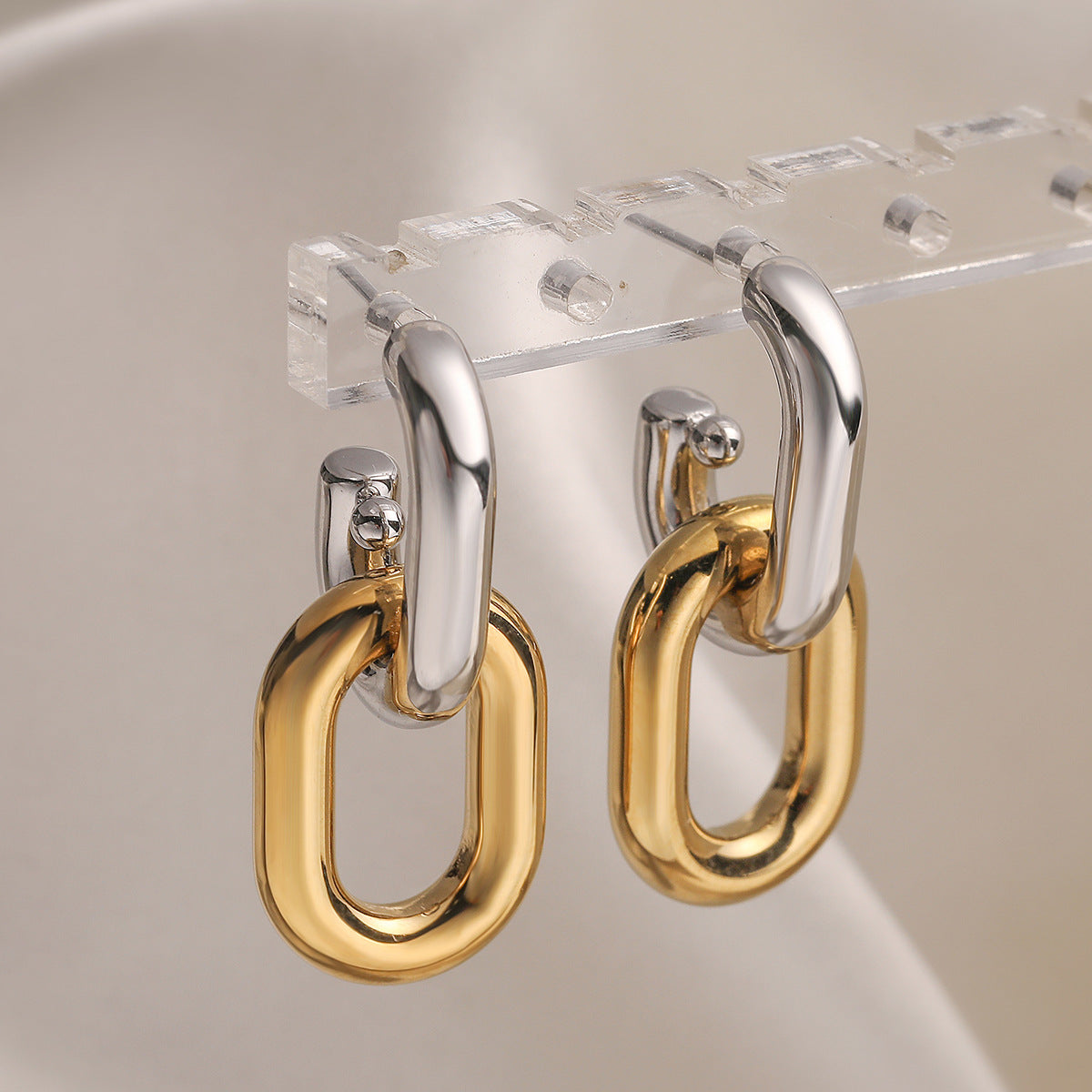 Minimalist Geometric 18K Gold Plated Stainless Steel Earrings for Women