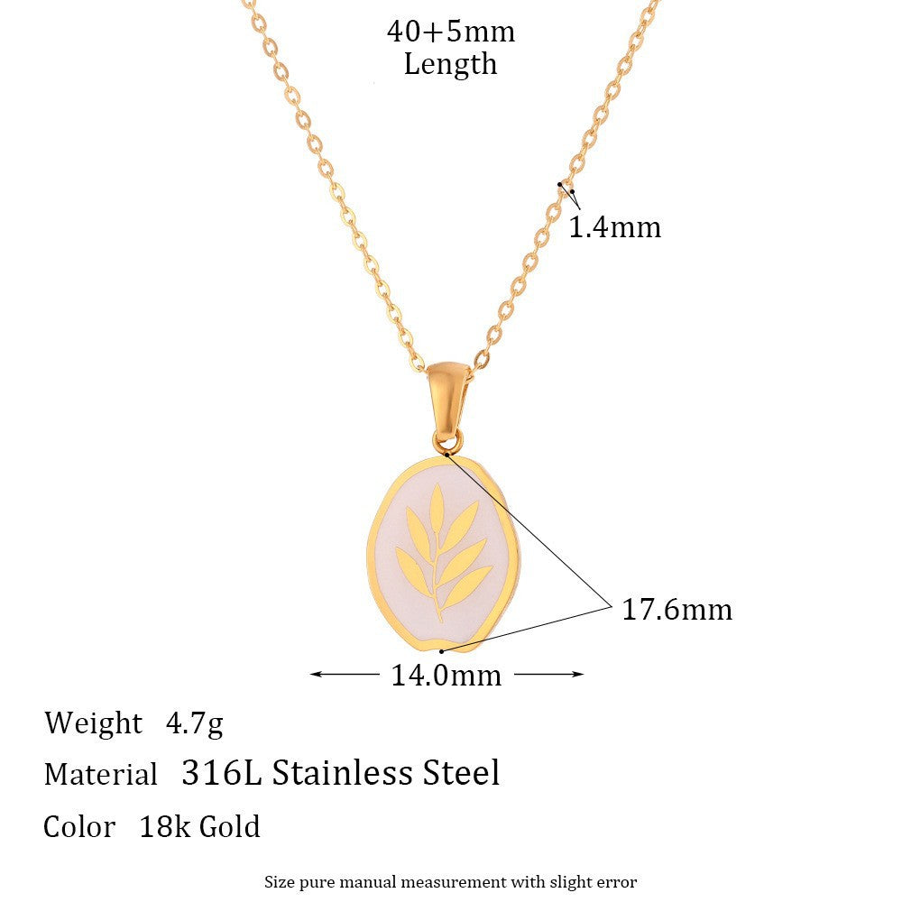 Collana Pendente Geometrica Minimalista da Donna in Acciaio Inox con Placcatura in Oro 18K e Finitura Smaltata
