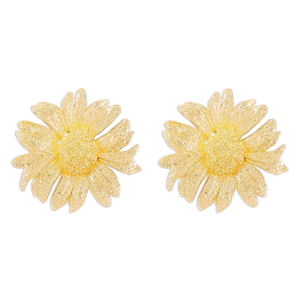 Collana con ciondolo a girasole dolce e audace da donna con design floreale geometrico, lega galvanizzata e ferro su cordino a catena