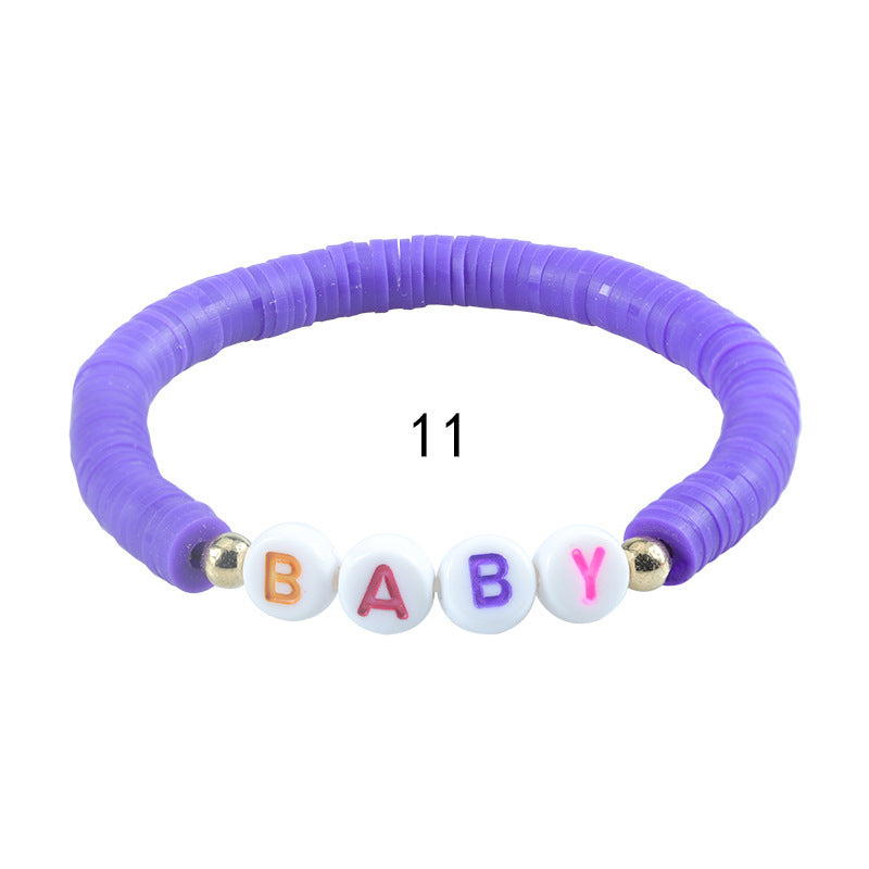 Sweet Letter Resin Beaded Stretch Bracelet Unisex