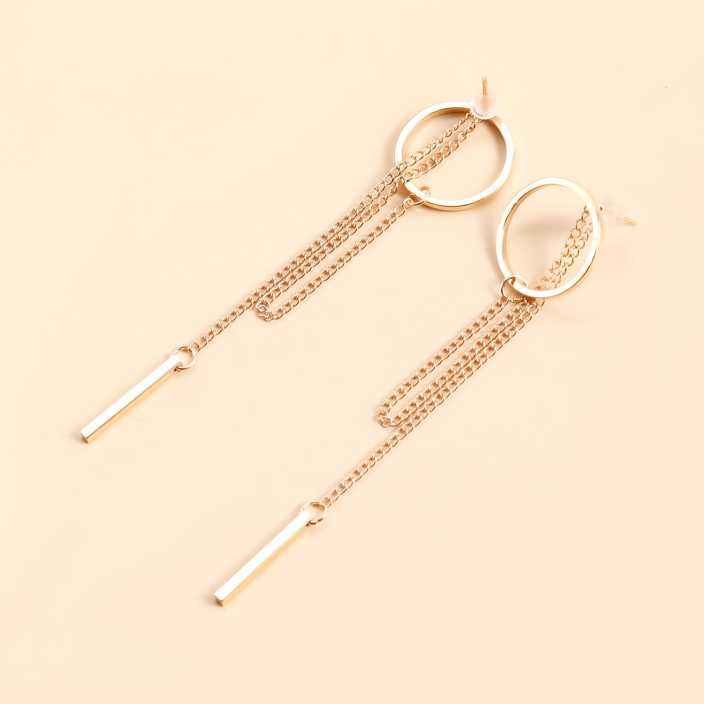 Geometric Hollow Round Long Tassel Earrings for Women with Plated Metal Finish Fashion Minimalist Statement Earrings