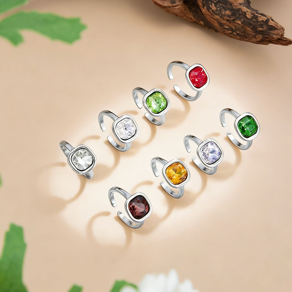 Minimalist Square Alloy Ring with Crystal and Rhinestone Inlay Plated Finish for Women