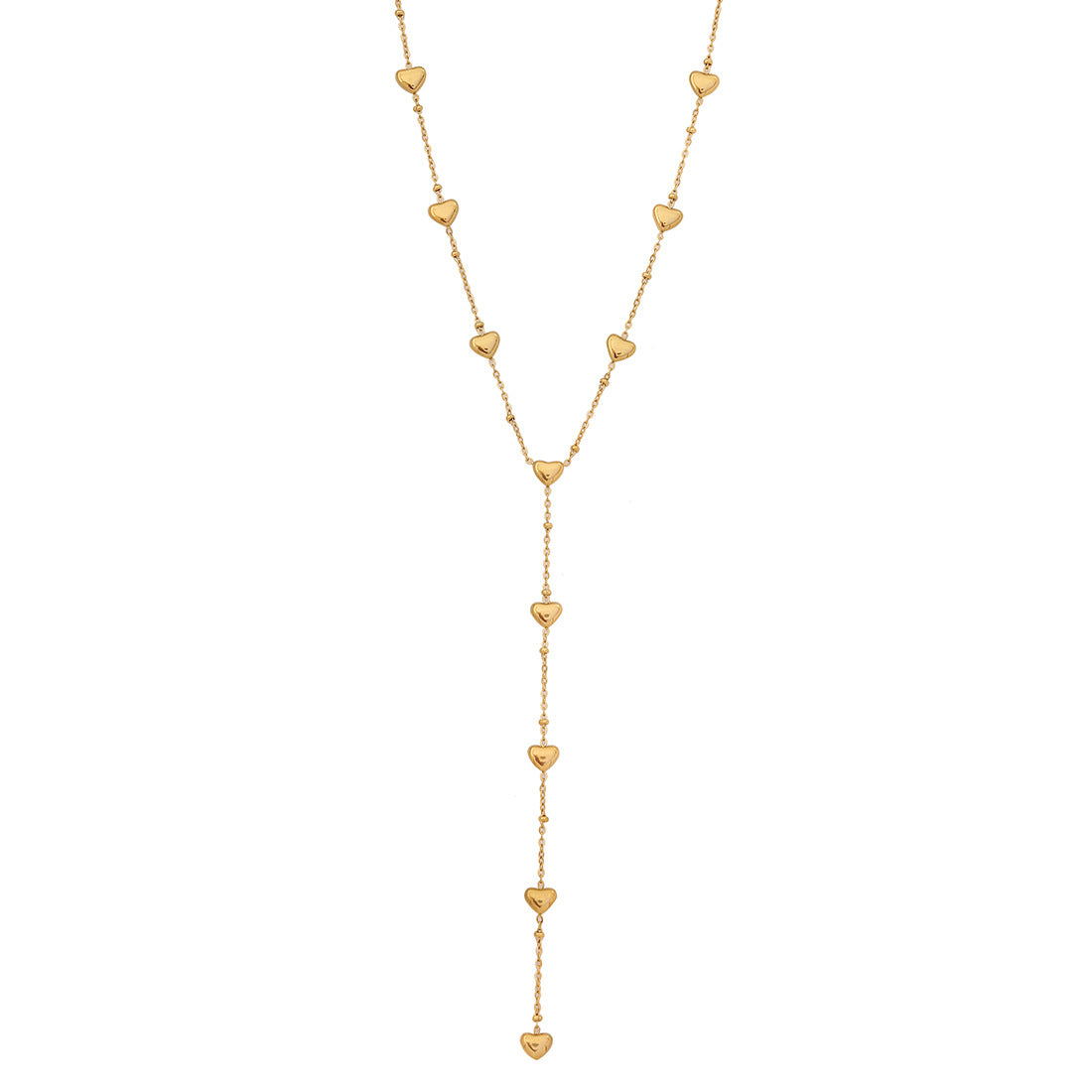 Fashion OL Heart-Shaped Y-Necklace in Stainless Steel with Plated Finish for Women