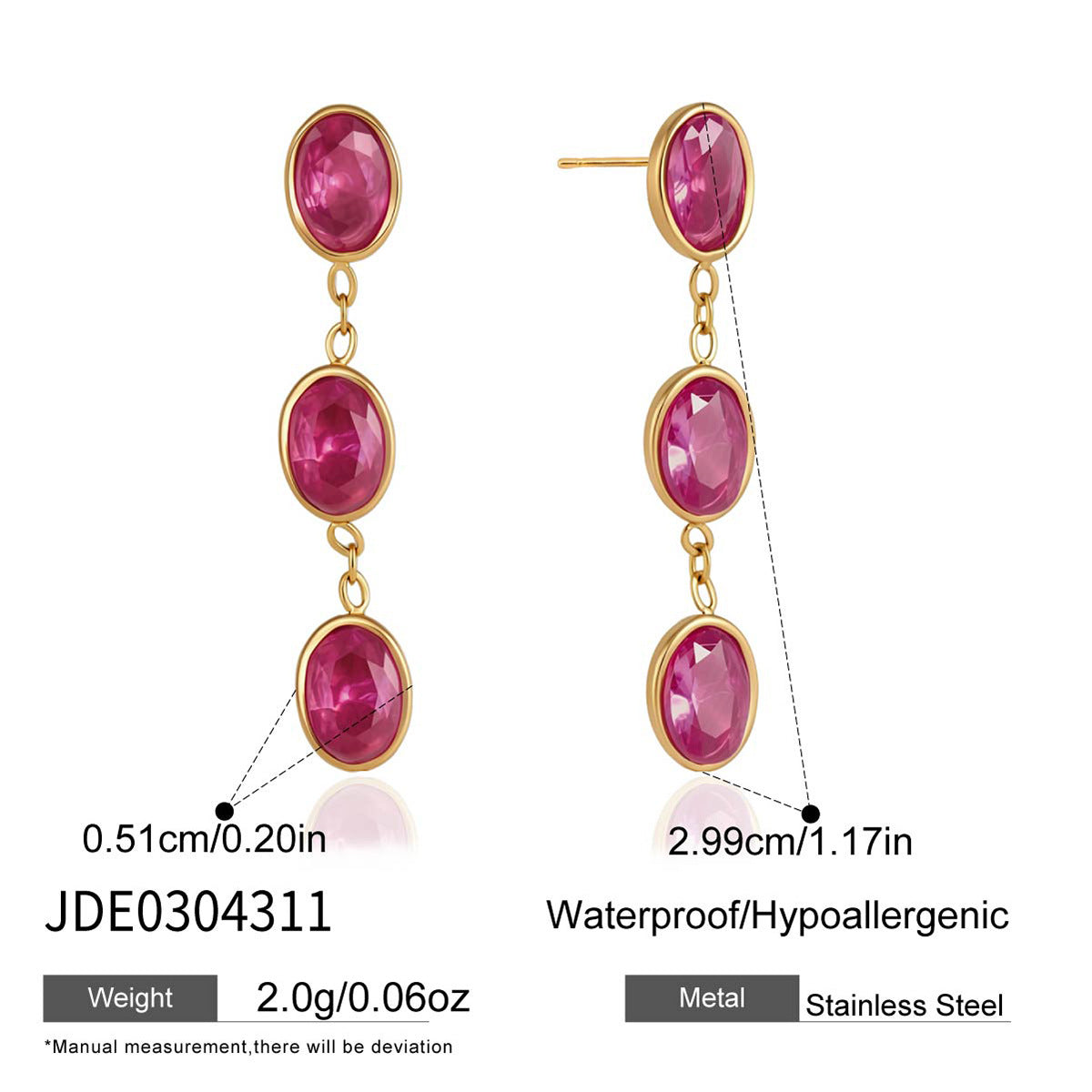Elegant Geometric Stainless Steel Plated Cubic Zirconia Tassel Earrings for Women