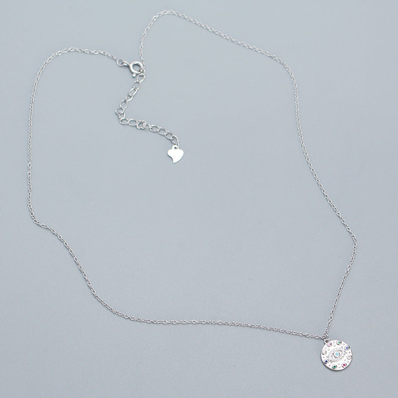 Sweet and Edgy Evil Eye Pendant Necklace for Women in Sterling Silver with Rhinestone Inlay on O-Chain