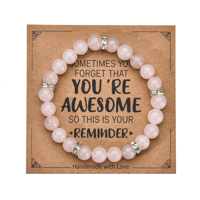 Sweet Zebra Print Agate Heart Bracelet with Imitation Pearl and Green Pink Crystal Unisex Jewelry