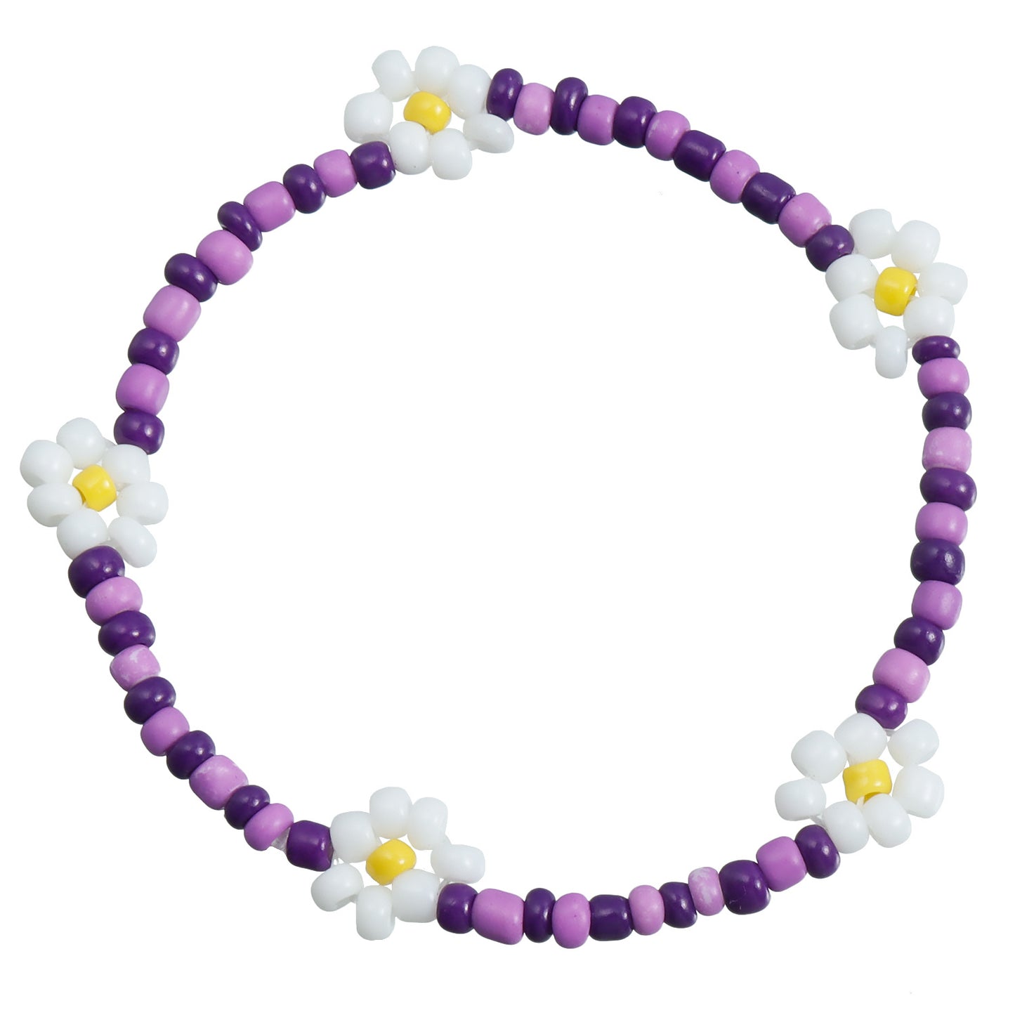 Charm Bracelet with Daisy Design in Colorful Seed Beads Handmade Geometric Flower Bracelet with Plated Finish
