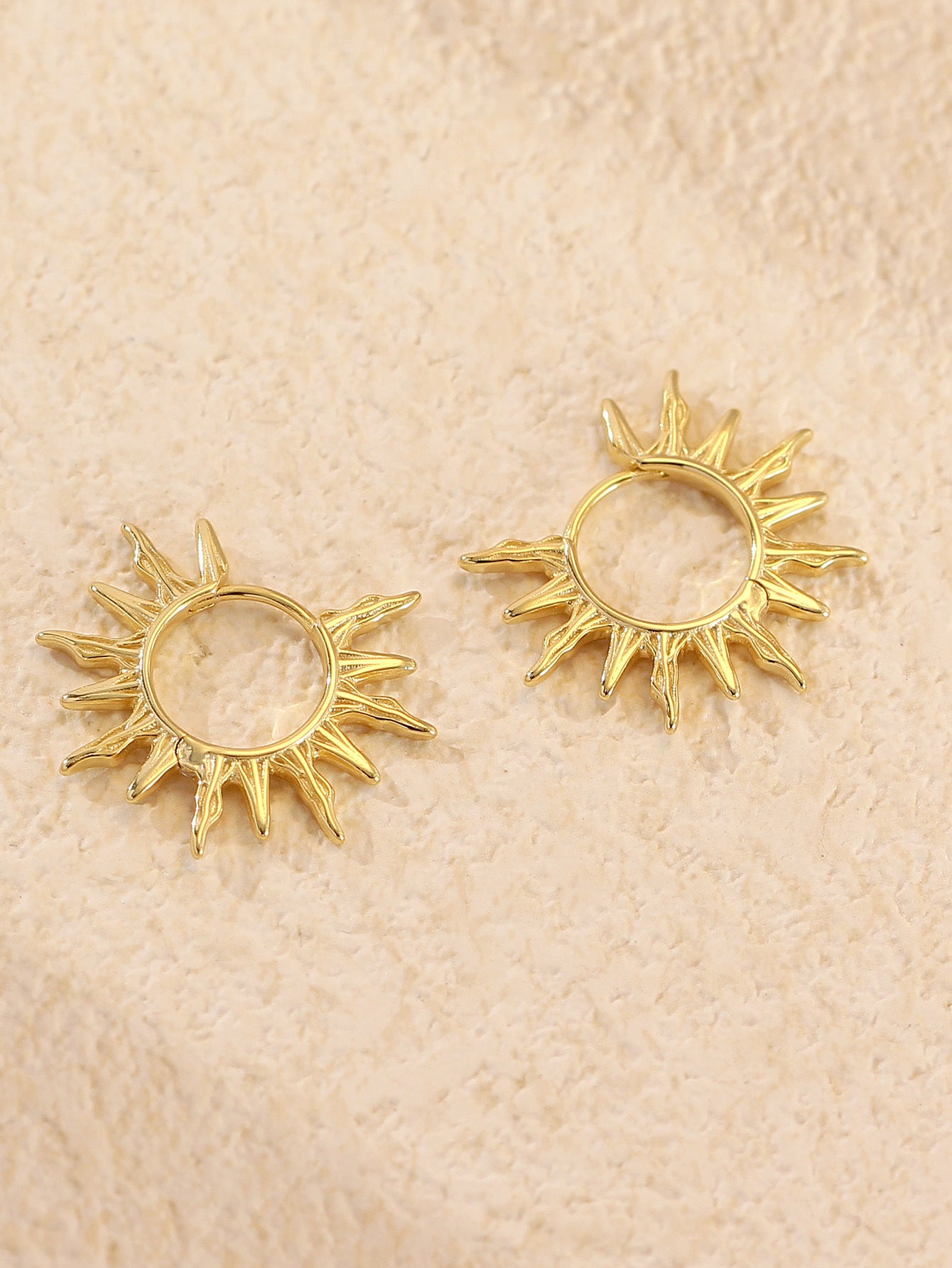 Exaggerated Geometric Sunflower Earrings in 925 Sterling Silver with Plated Finish for Women