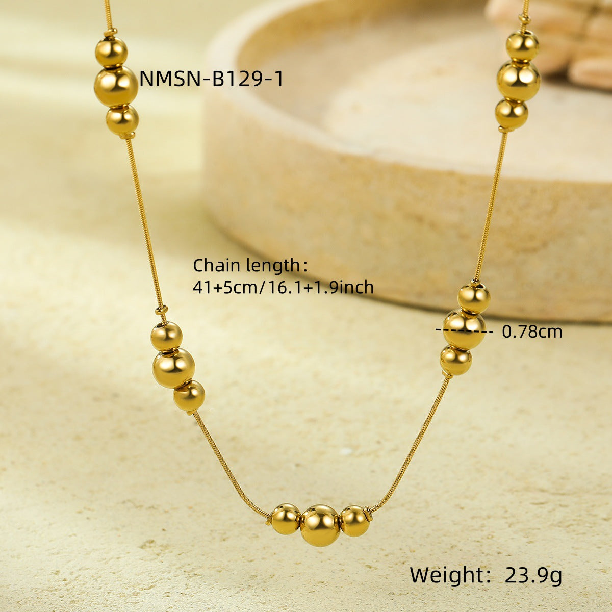 Collar de acero inoxidable redondo minimalista de moda para mujer con acabado chapado y estilo versátil para el día a día