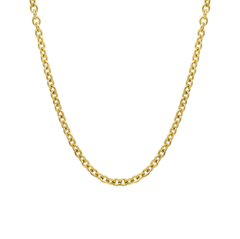 Collana da donna con catena a maglia O-ring placcata in oro 18 carati in acciaio al titanio geometrico minimalista