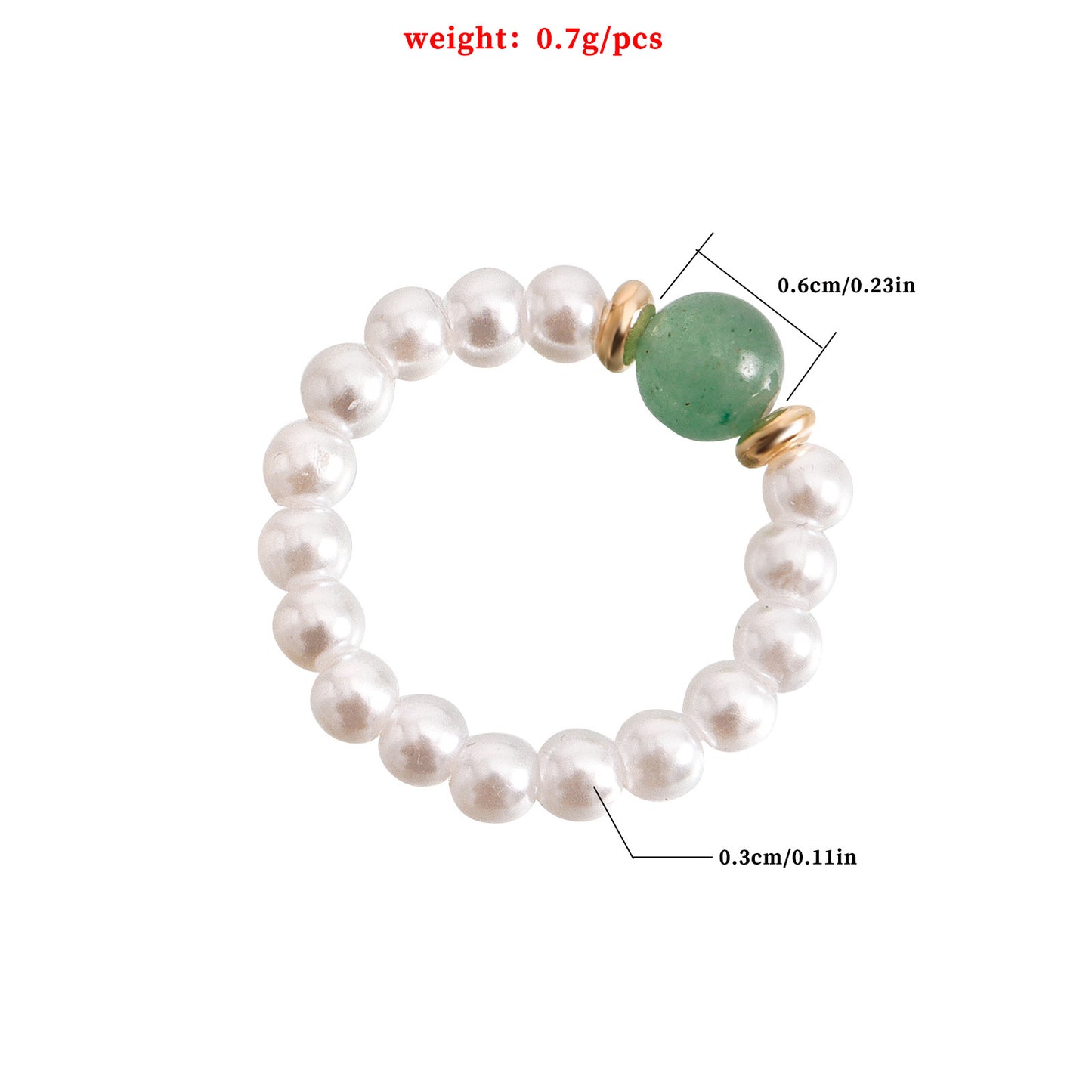 Anillo Acrílico Geométrico Bohemio con Perlas de Imitación y Acentos de Piedras Naturales para Mujer