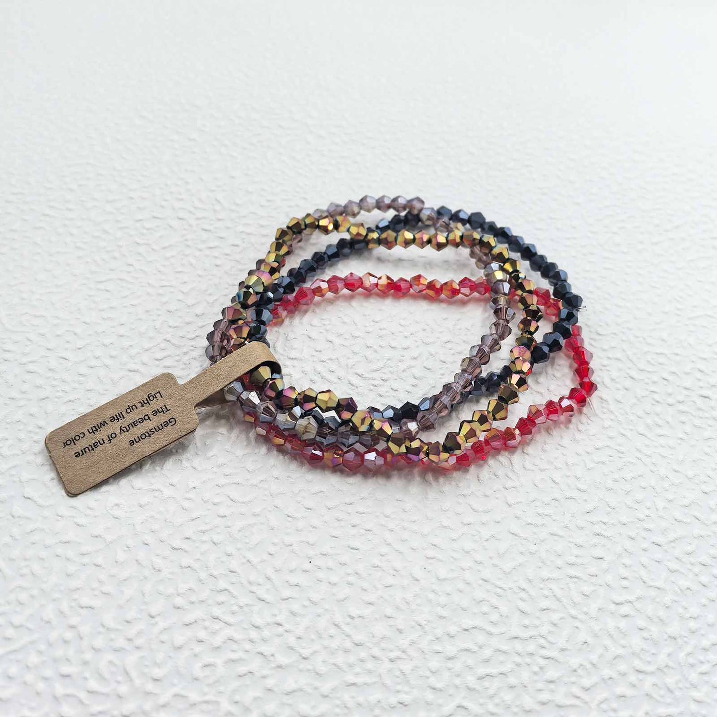 Casual Geometric Faceted Crystal Beaded Stretch Bracelet Set for Unisex