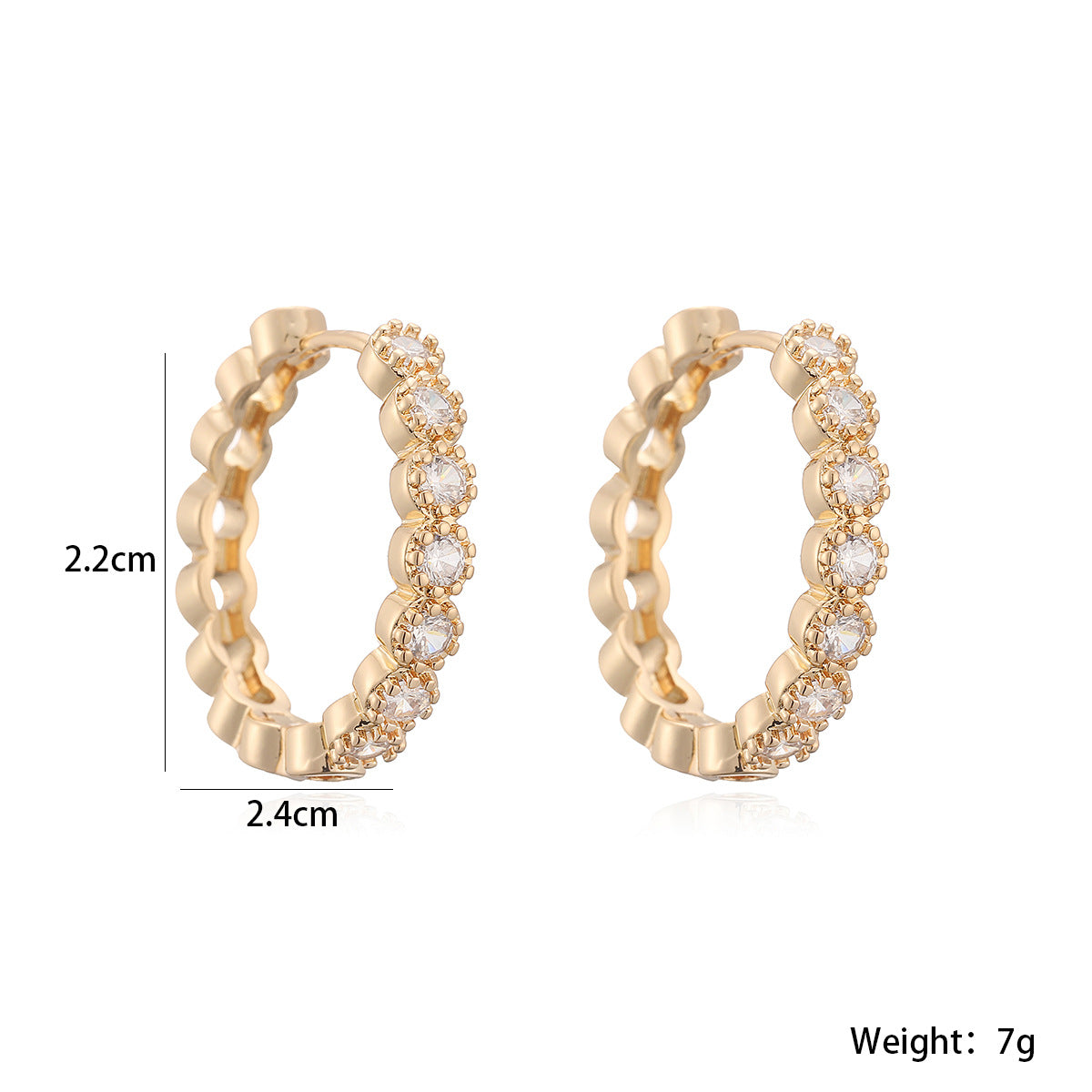 Minimalist Luxury Gold Plated Brass Geometric Hoop Earrings with Cubic Zirconia for Women