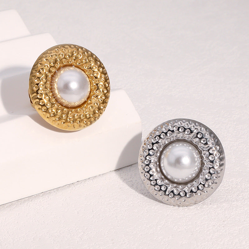 Anello Aperto Geometrico Martellato Minimalista in Acciaio Inossidabile Placcato Oro 18K da Donna