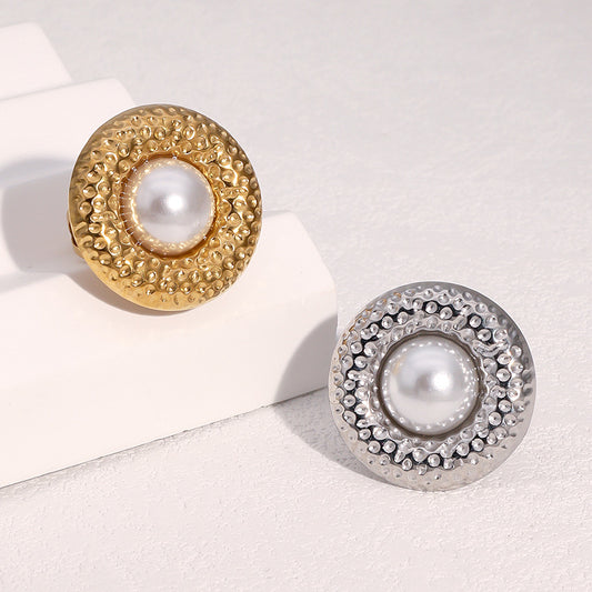 Anello Aperto Geometrico Martellato Minimalista in Acciaio Inossidabile Placcato Oro 18K da Donna