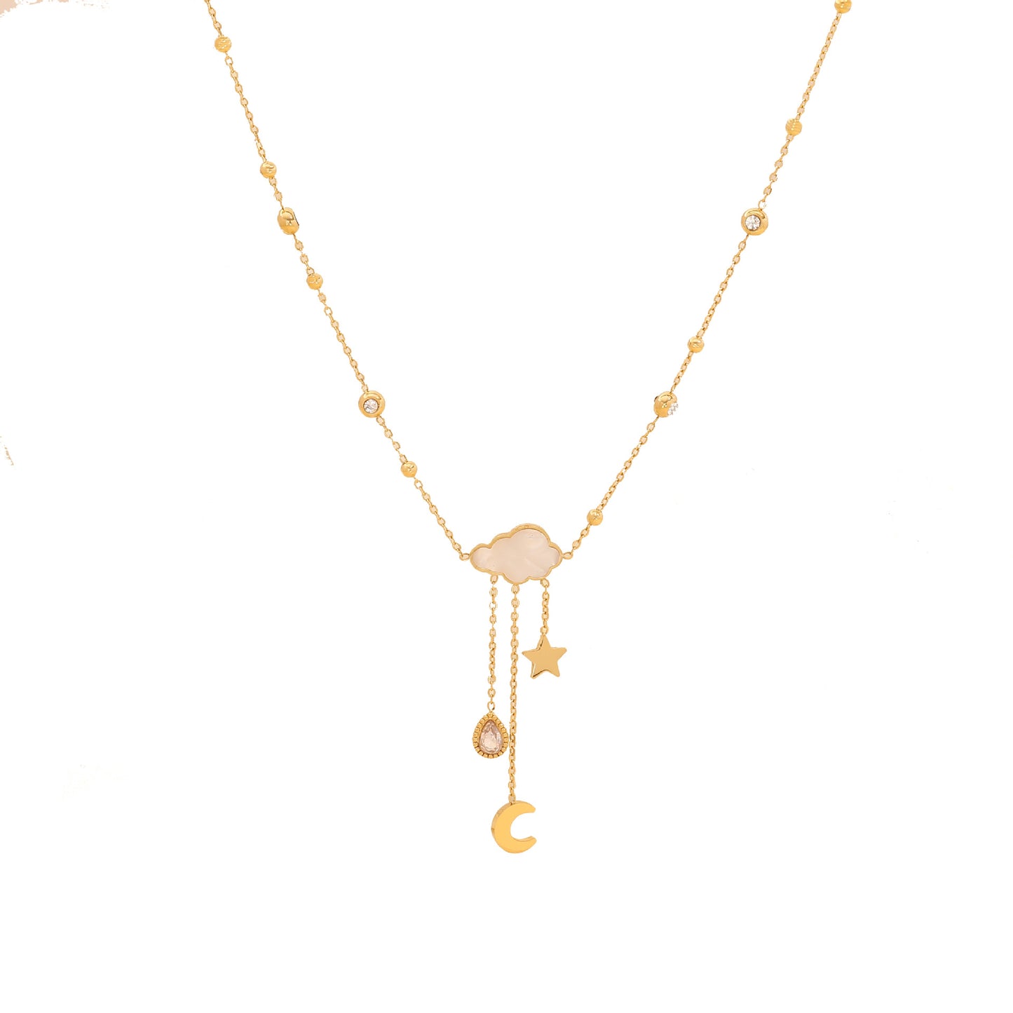 Geometric Cloud Pendant Necklace in Stainless Steel with Plated Finish for Women