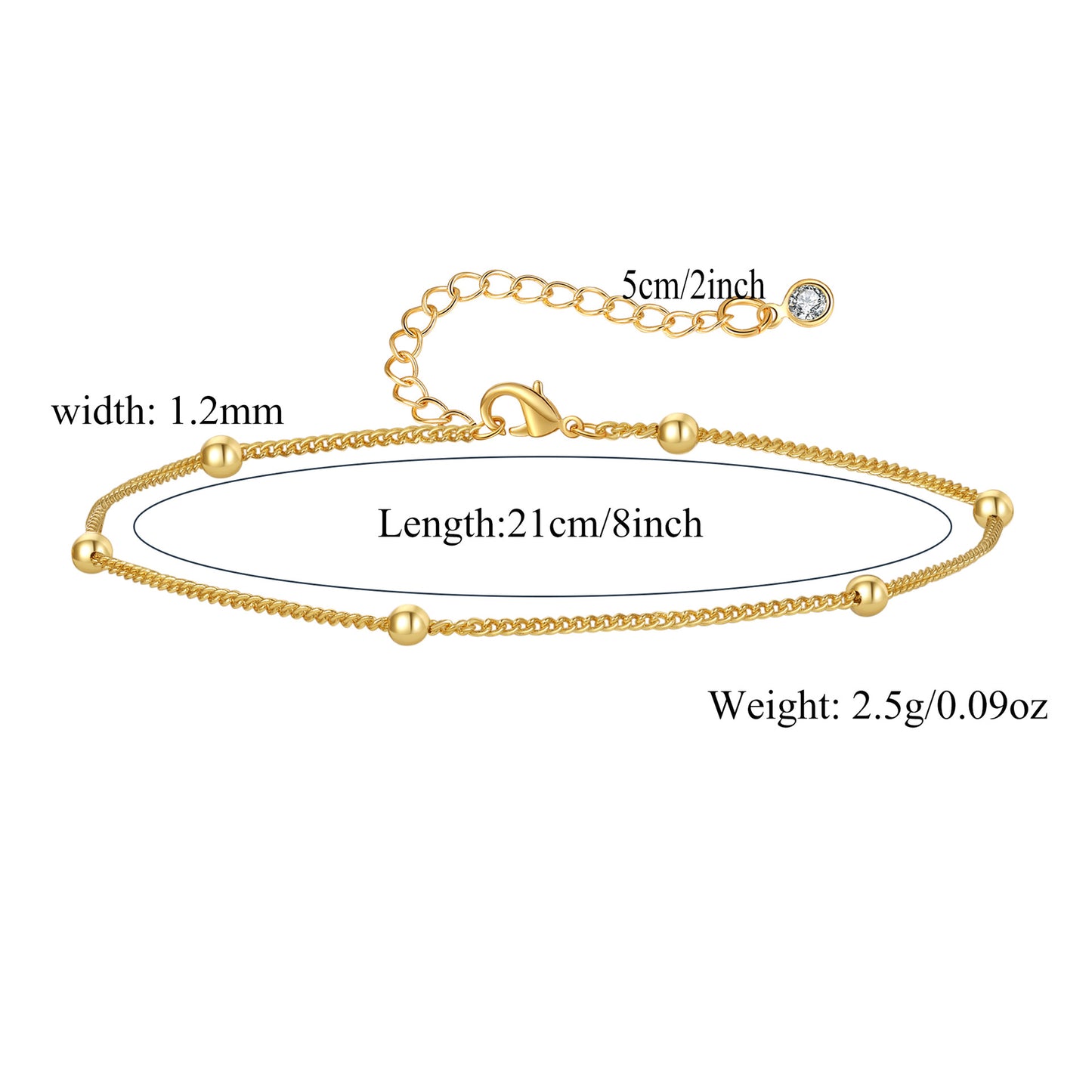 Minimalist Gold Plated Brass Geometric Cuban Link Chain Anklet for Women